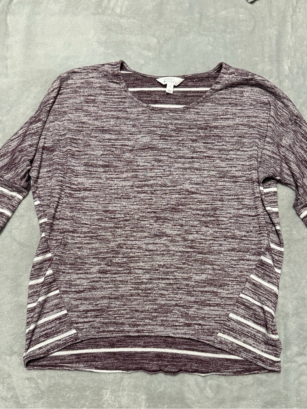 Market & Spruce Marled Purple and White Striped Dolman Top